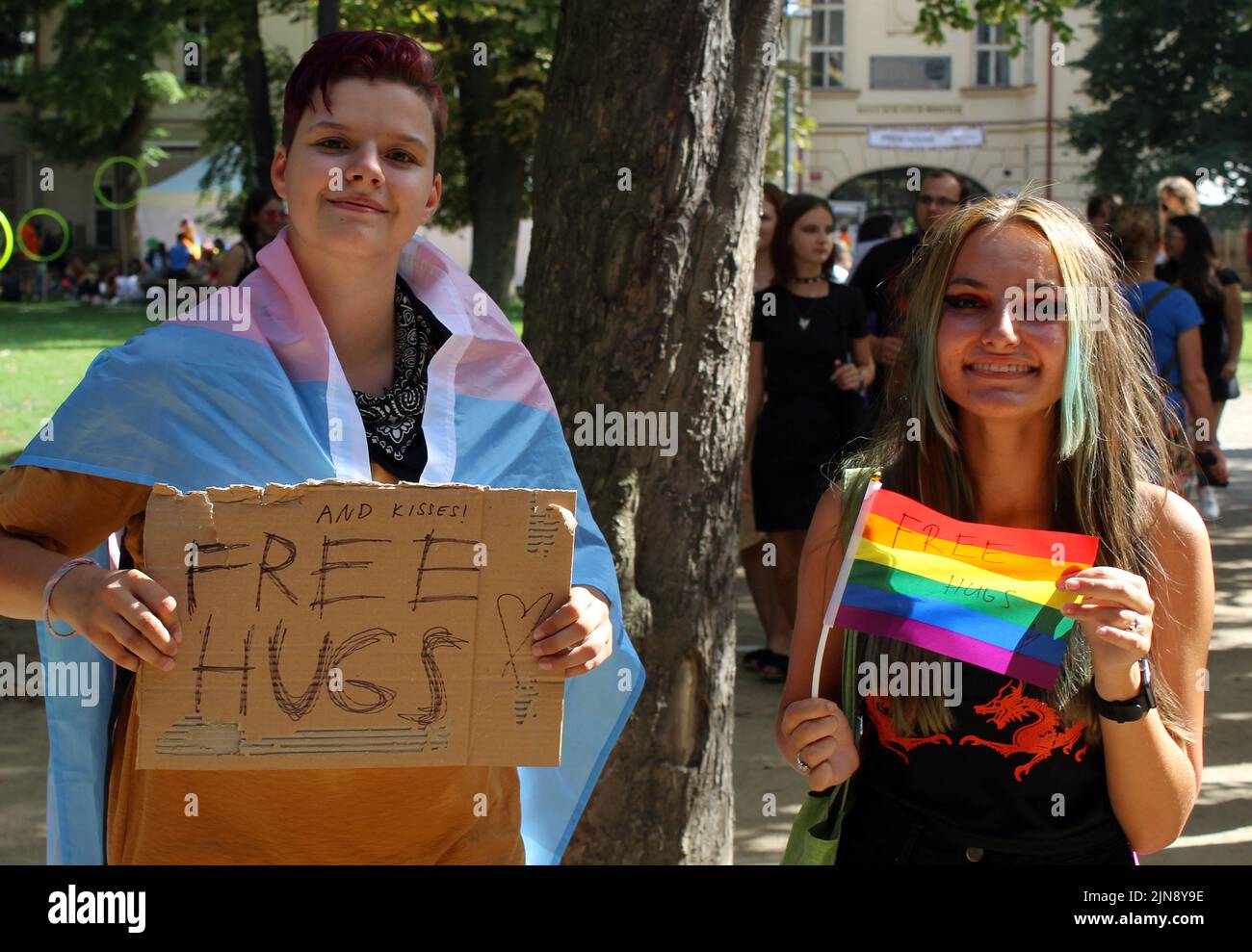 El 12th festival anual de derechos humanos con temática queer, Praga Pride, en la isla Strelecky, Praga, República Checa, fotografiado el 9 de agosto de 2022. Foto de stock