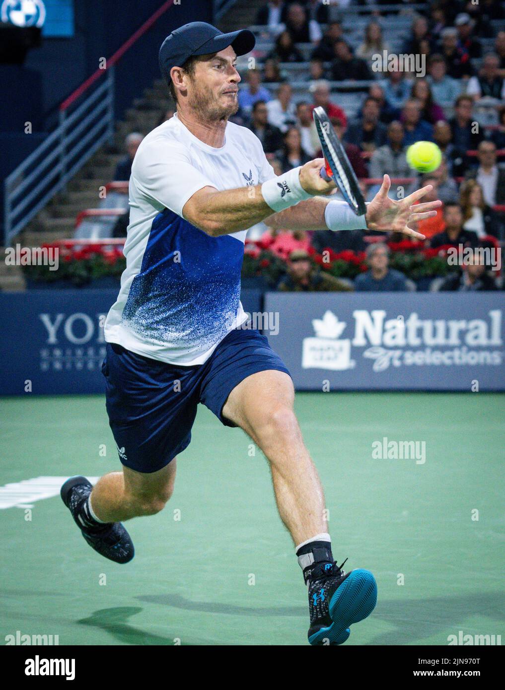 Andy Murray de Inglaterra golpea un tiro durante su partido contra Taylor Fritz de los Estados Unidos en el National Bank Open en Stade IGA el 8 de agosto de 2022 en Montreal, Canadá. Montreal, Quebec, Canadá 8 de agosto de 2022. (Foto de Mathieu Belanger/AFLO) Foto de stock