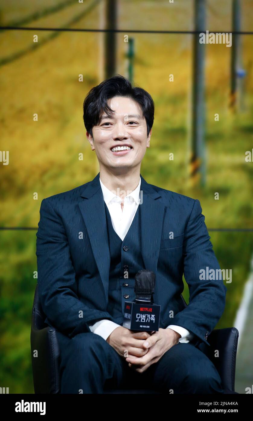 Park Hee-Soon, 9 de agosto de 2022 : El actor surcoreano Park Hee-Soon asiste a una rueda de prensa de producción para la próxima serie original de Netflix 'A Model Family' en Seúl, Corea del Sur. Crédito: Lee Jae-won/AFLO/Alamy Live News Foto de stock