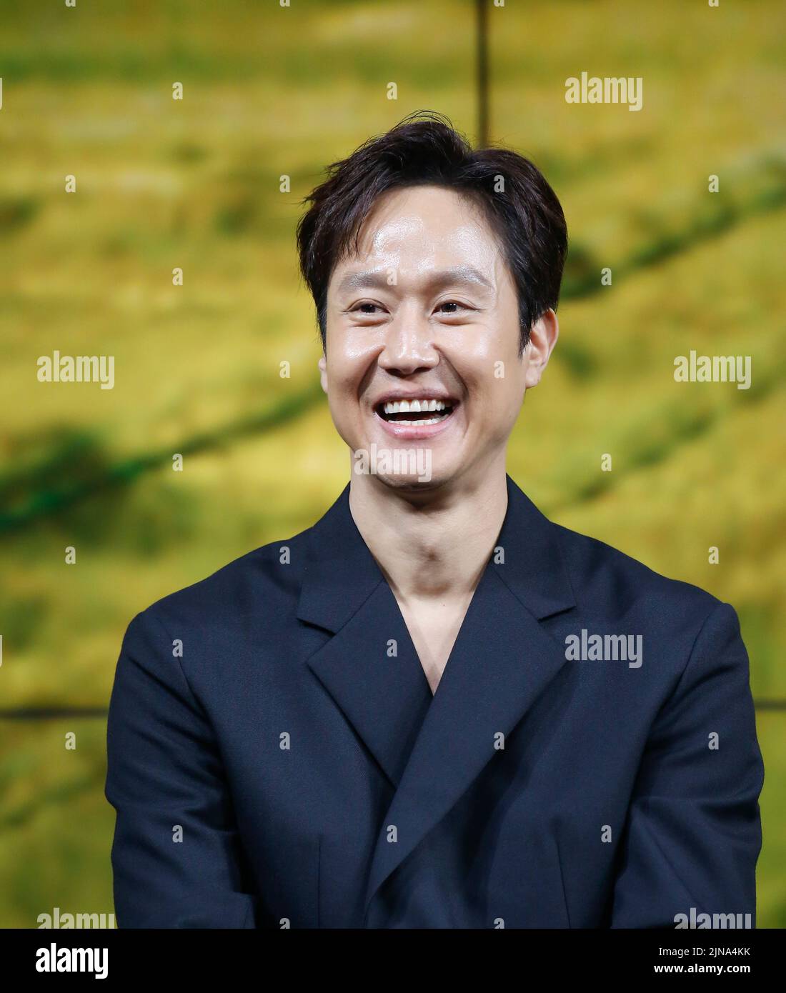 Jung Woo, 9 de agosto de 2022 : El actor surcoreano Jung Woo asiste a una rueda de prensa de producción para la próxima serie original de Netflix 'A Model Family' en Seúl, Corea del Sur. Crédito: Lee Jae-won/AFLO/Alamy Live News Foto de stock