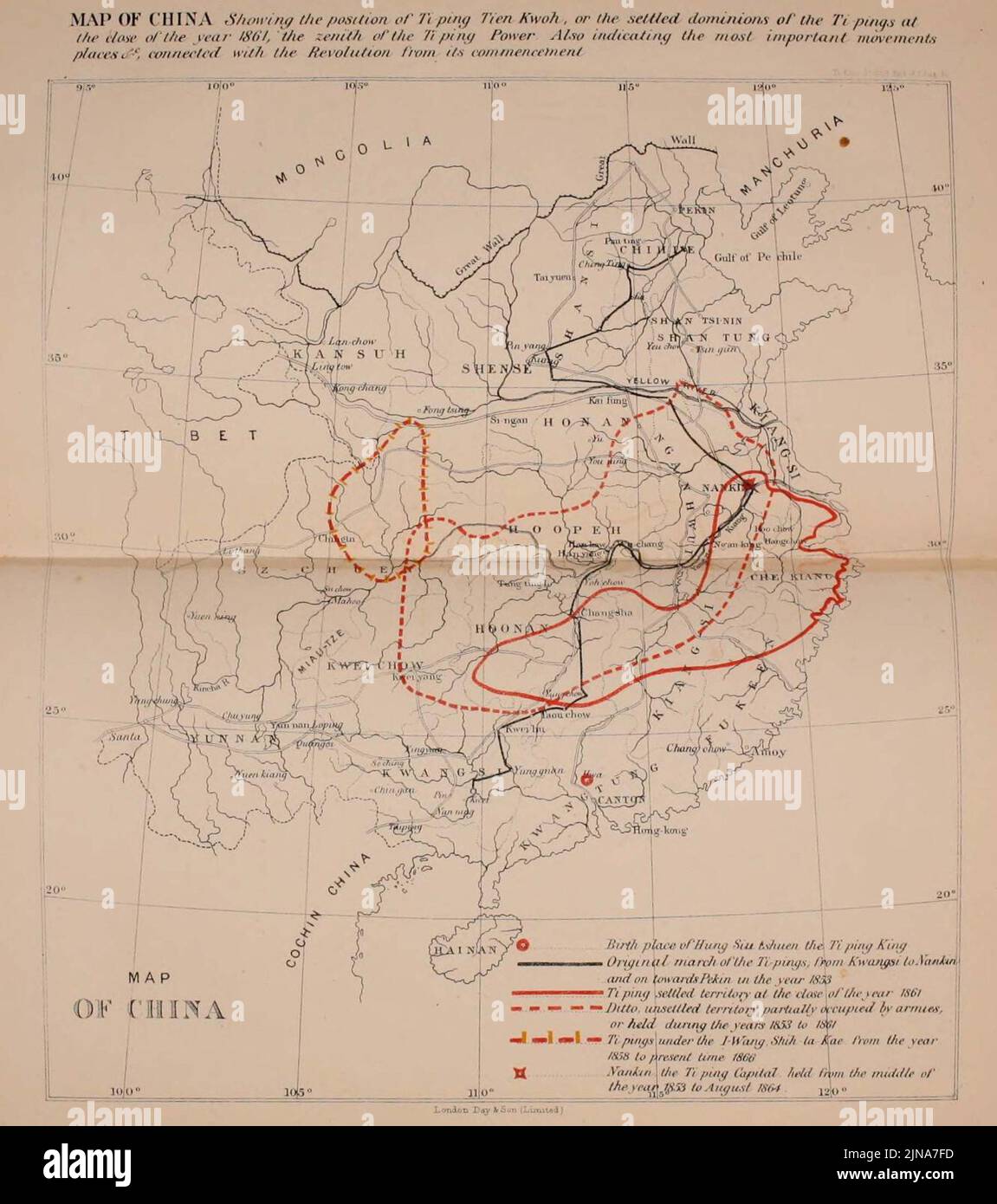 Mapa de la Rebelión de Taiping Fotografía de stock Alamy