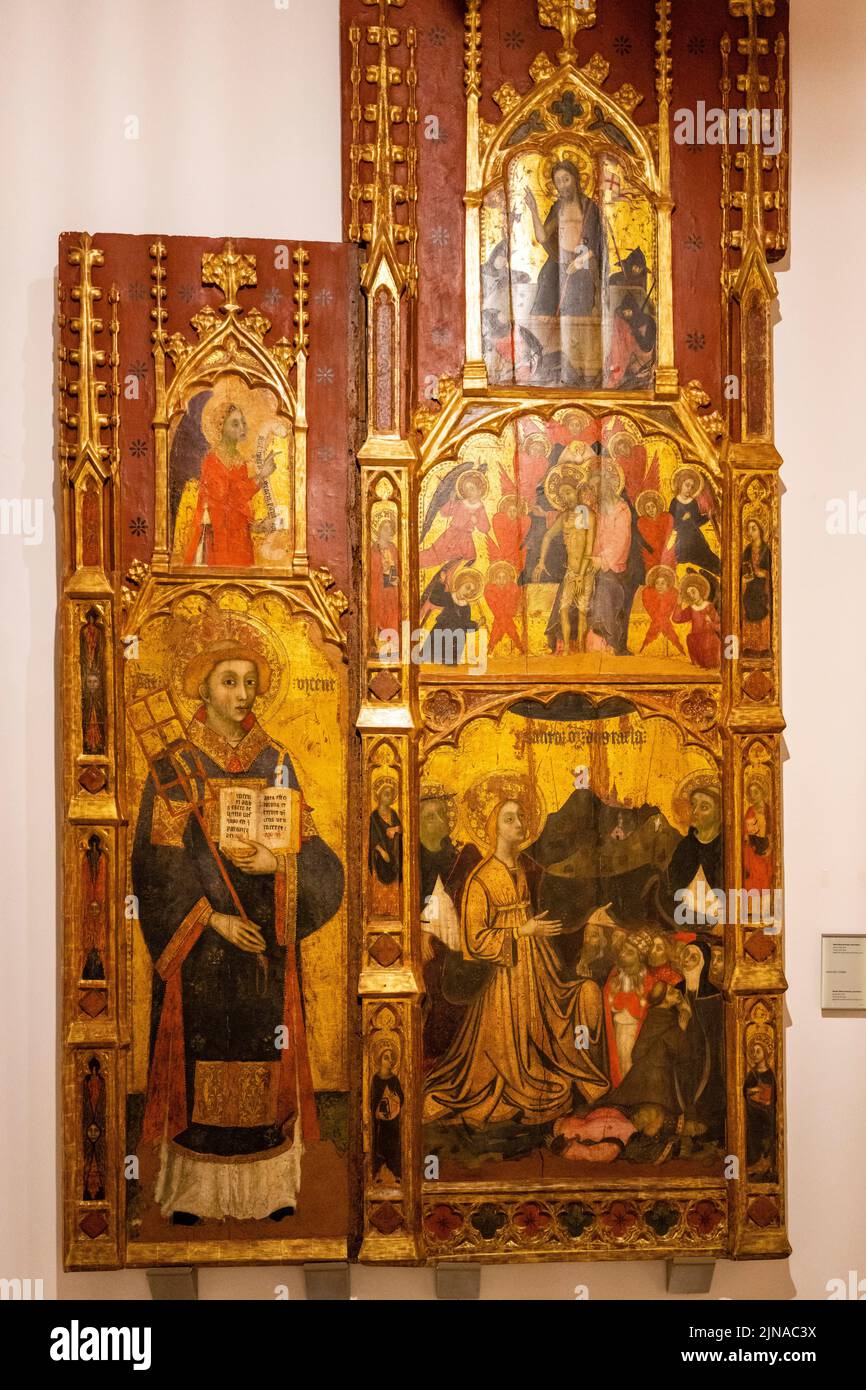 Nuestra Señora de la Gracia y San Vicente, Francesc Comes, 1400-1410, tempera on panel, convento de Santo Domingo, Museu de Mallorca, Palma, Mallorca, España Foto de stock