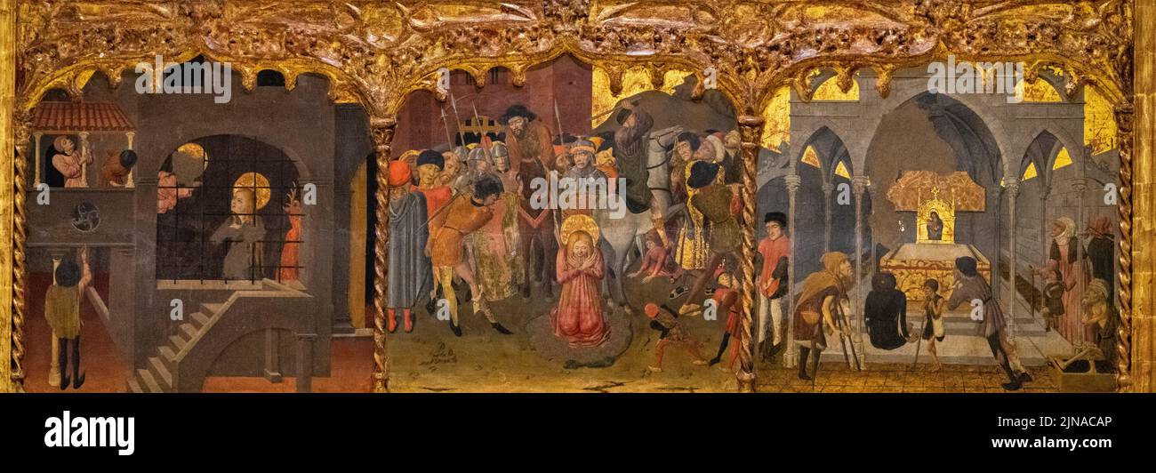 Predella de santa margarita, Joan Rosat,  Rosato-, 1456, temperamento sobre panel, Monasterio de Santa Margalida, Museu de Mallorca, Palma, Mallorca, España Foto de stock
