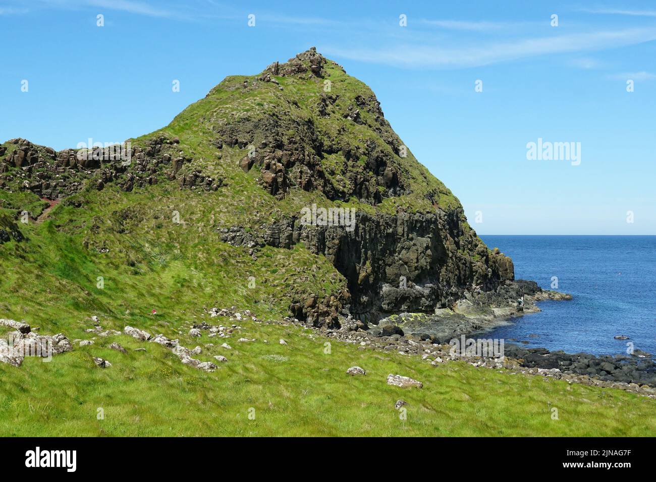Paisaje, Giant's Causeway, reserva natural nacional, Condado de Antrim, Irlanda del Norte, Tuaisceart Éireann, Reino Unido, Europa Foto de stock