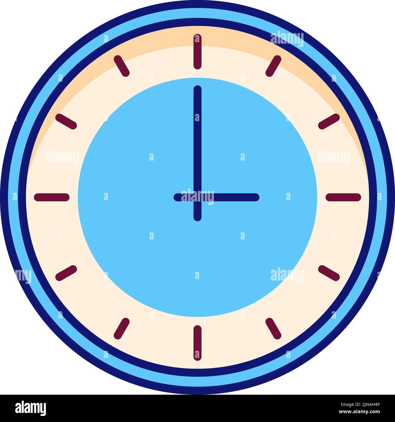 Esfera de reloj redonda. Icono de línea de color del reloj de pared Ilustración del Vector