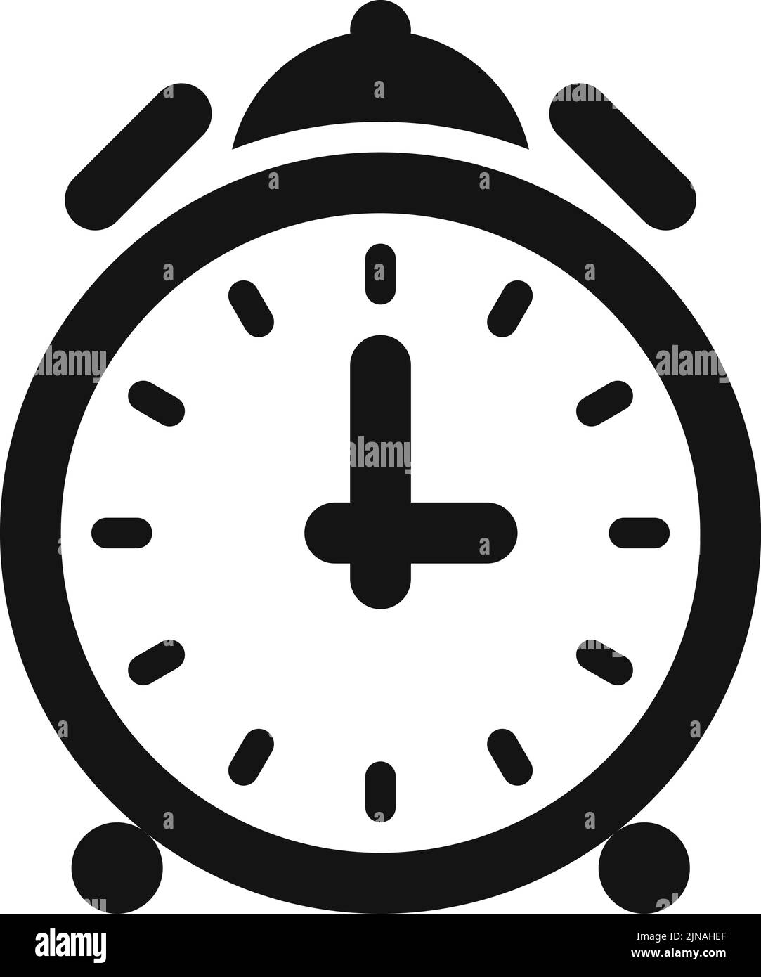 Icono negro del reloj despertador retro. Símbolo de tiempo Ilustración del Vector