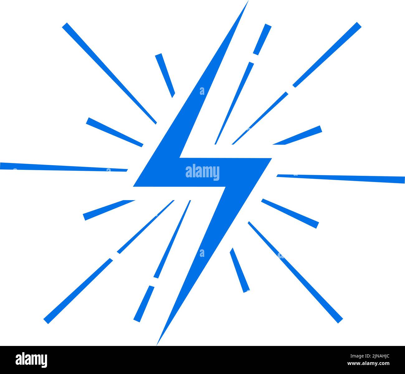 Símbolo de encendido azul. Icono de flash. Señal de velocidad rápida Ilustración del Vector