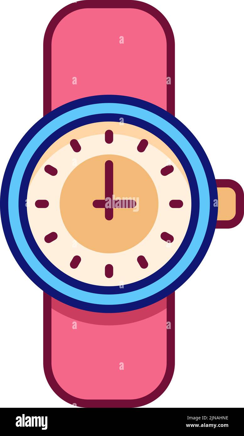 Icono de reloj de pulsera. Señal de línea de color del reloj de mano Ilustración del Vector
