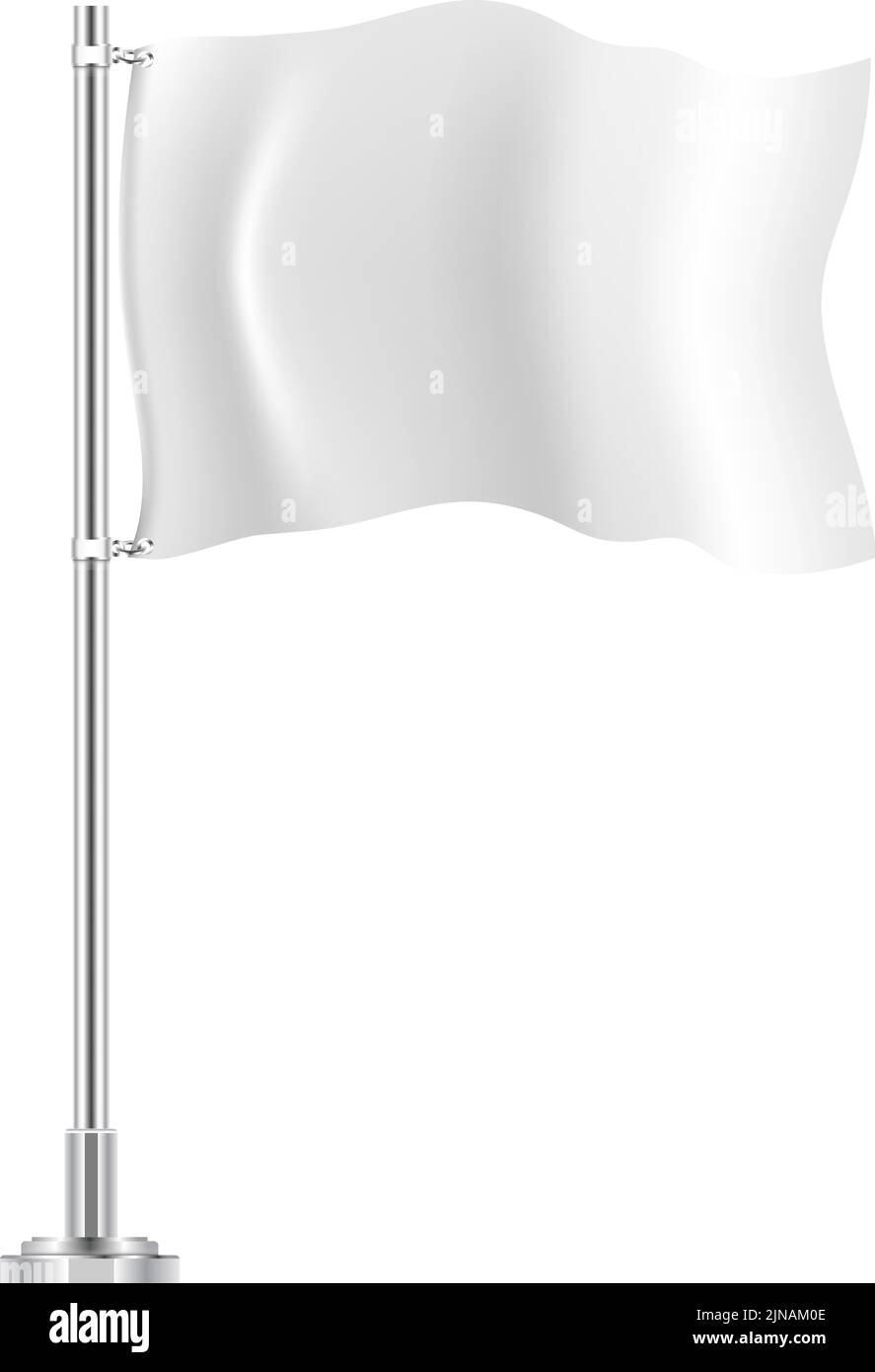 Bandera blanca en el viento. Mockup textil realista Ilustración del Vector