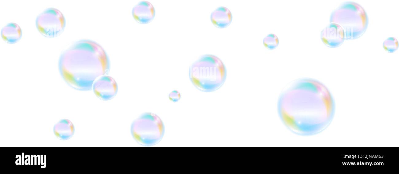 Burbujas de color. Realista bola de aire de agua arcoiris Ilustración del Vector