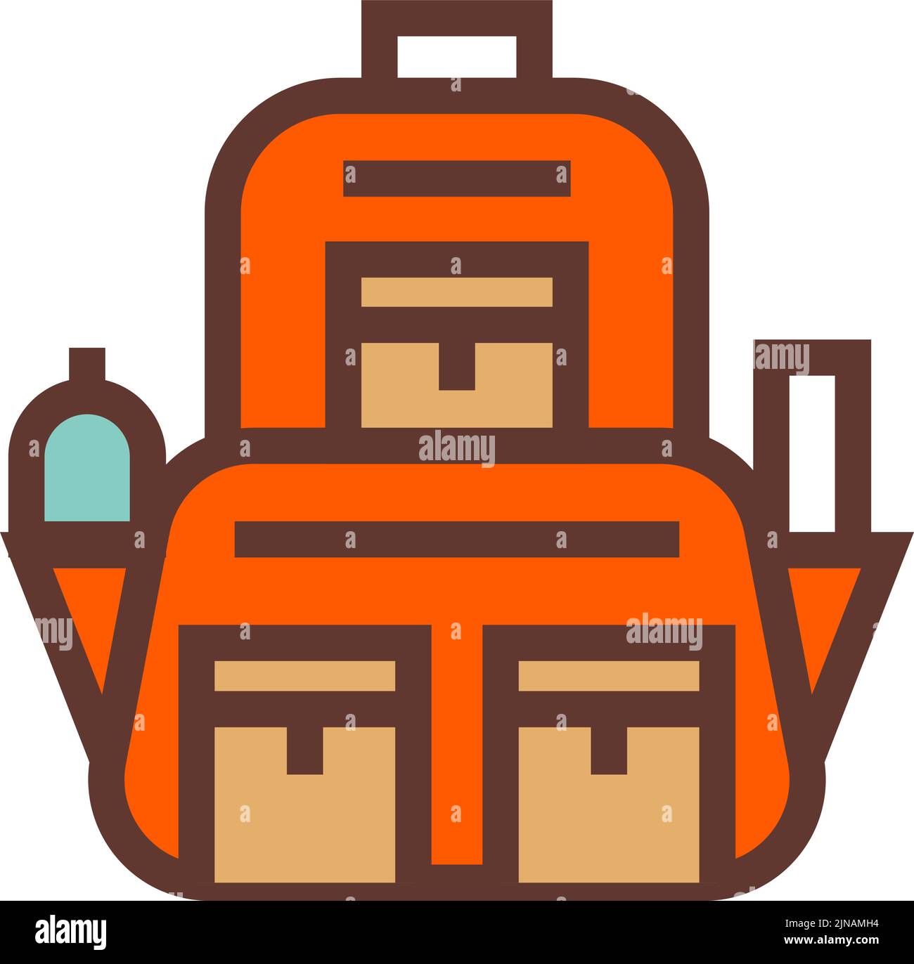 Icono de línea de color de mochila. Símbolo de bolsa de turismo Ilustración del Vector
