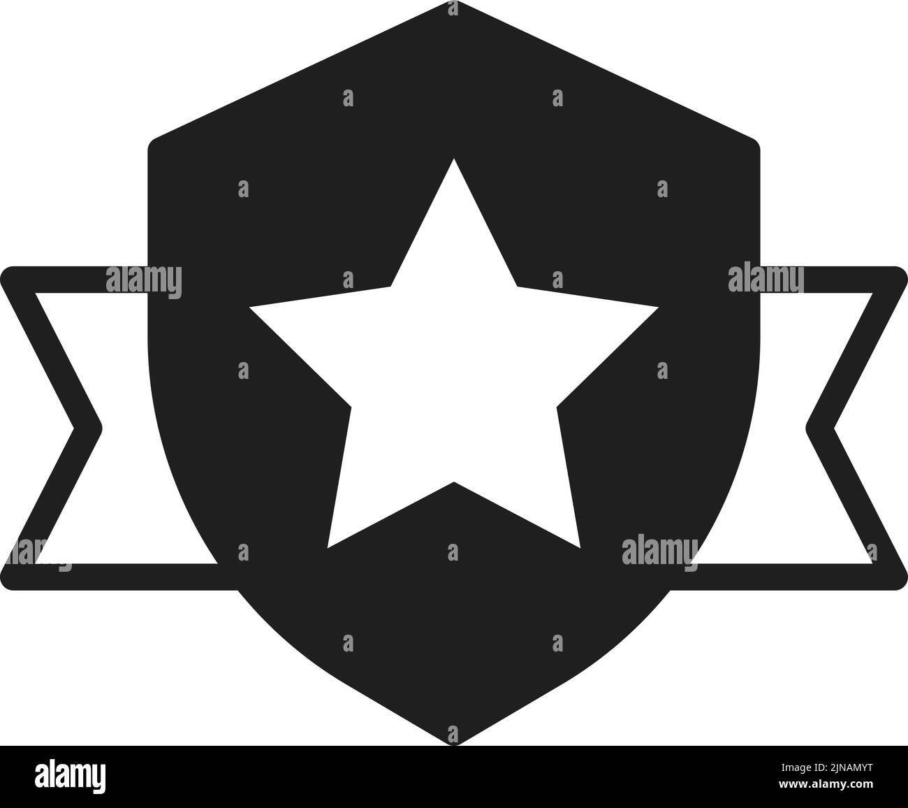 Escudo de estrella con cinta. Emblema negro. Símbolo Premium Ilustración del Vector