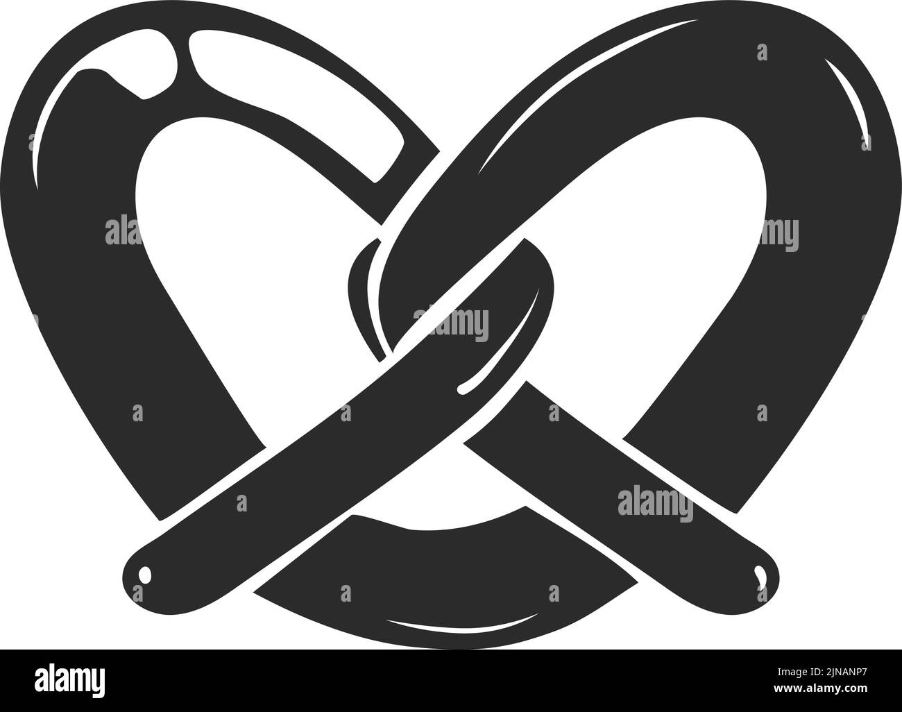Icono negro de pretzel. Símbolo tradicional de pan horneado Ilustración del Vector