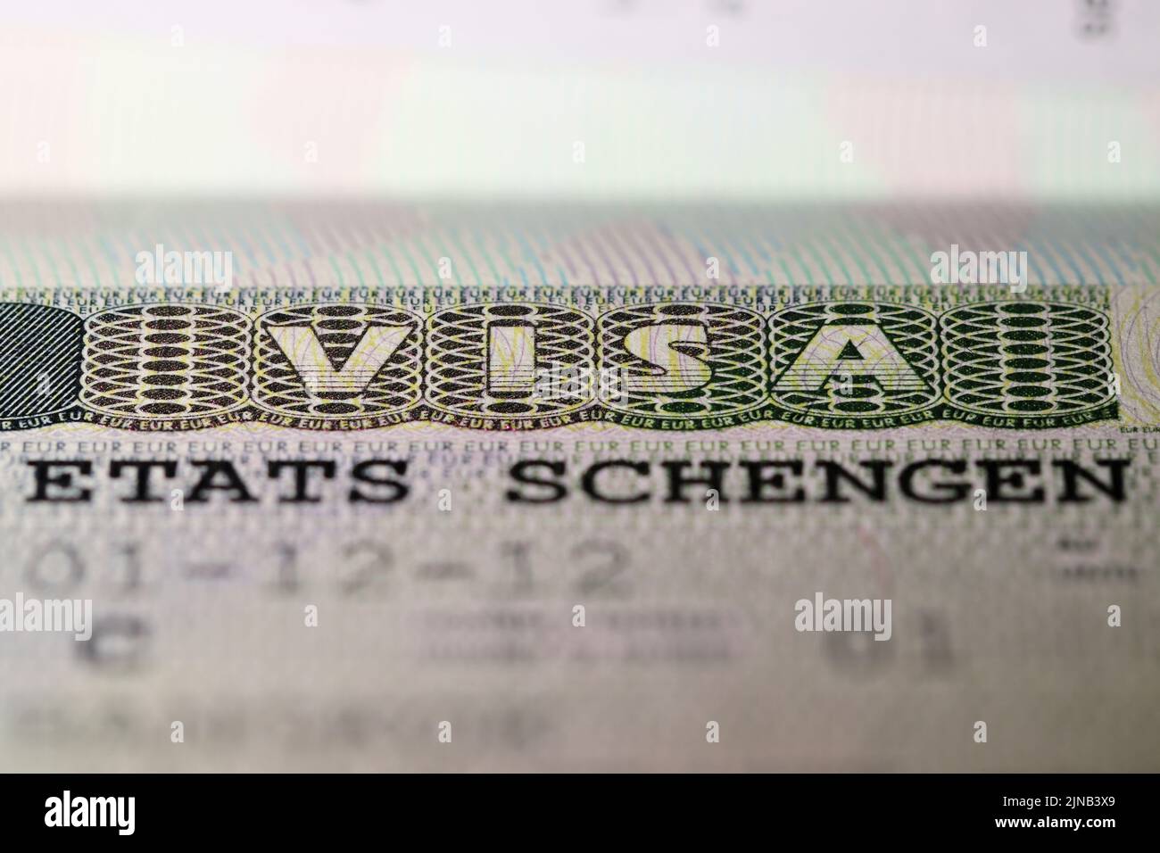 Visado de los Estados Schengen en pasaporte Foto de stock
