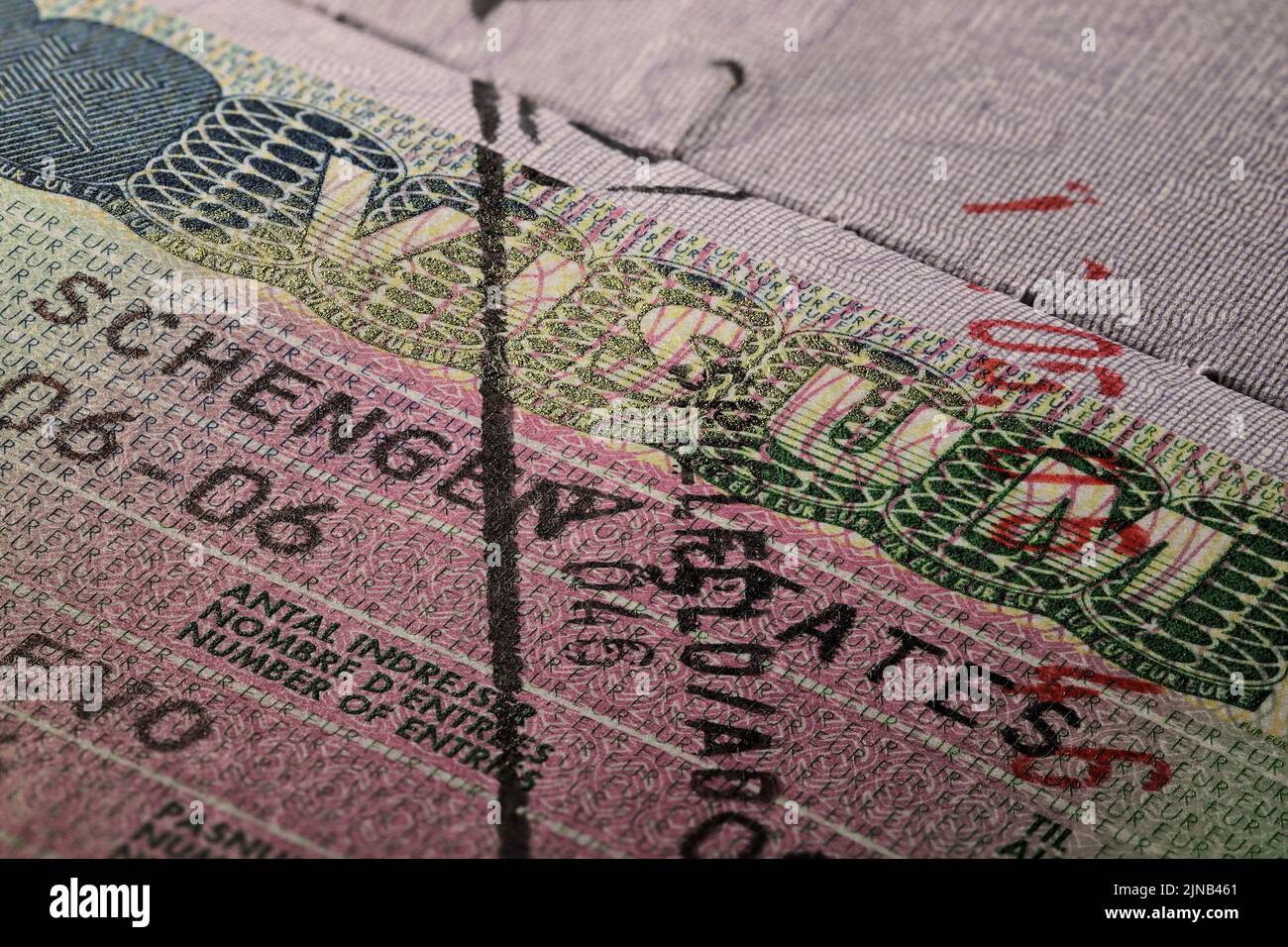 Visado de los Estados Schengen en pasaporte Foto de stock