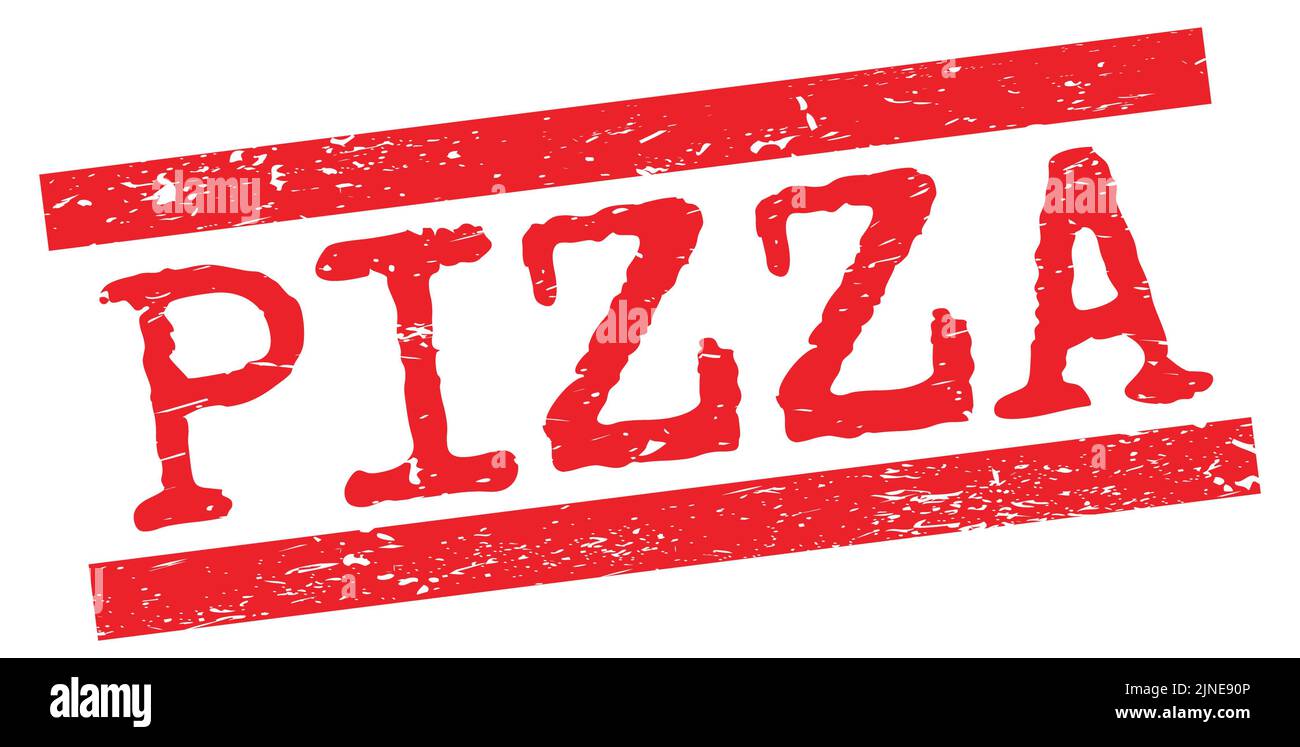 Texto DE PIZZA escrito en rojo grungy líneas sello signo. Foto de stock