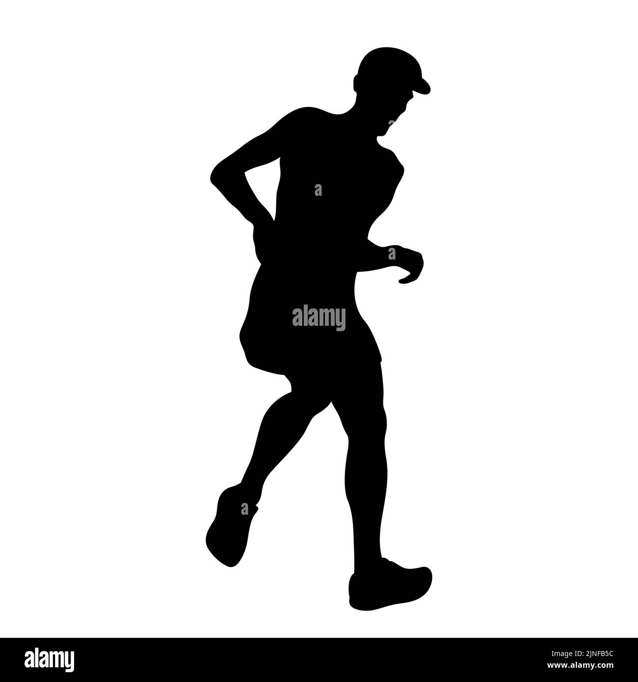 hombre atleta corriendo cuesta abajo silueta negra Foto de stock