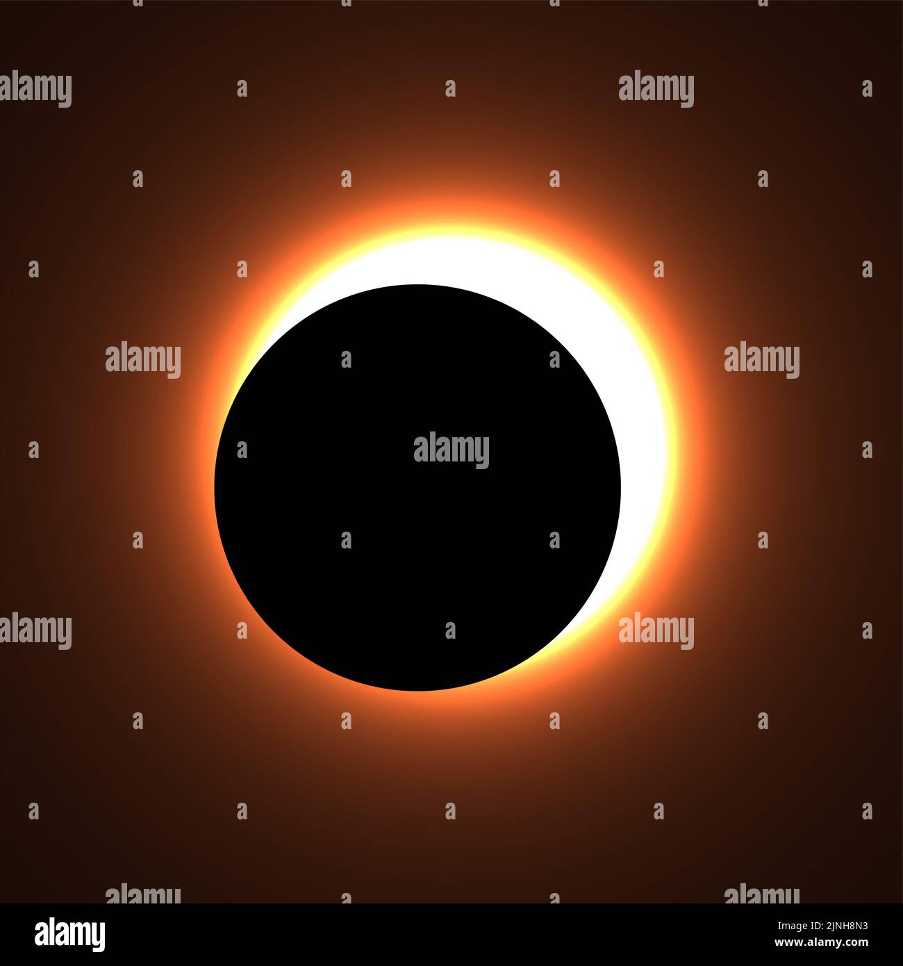 Eclipse solar parcial. Ilustración de la Luna oscurece parcialmente al Sol. Los eclipses han sido interpretados como presagios o portentos. Foto de stock