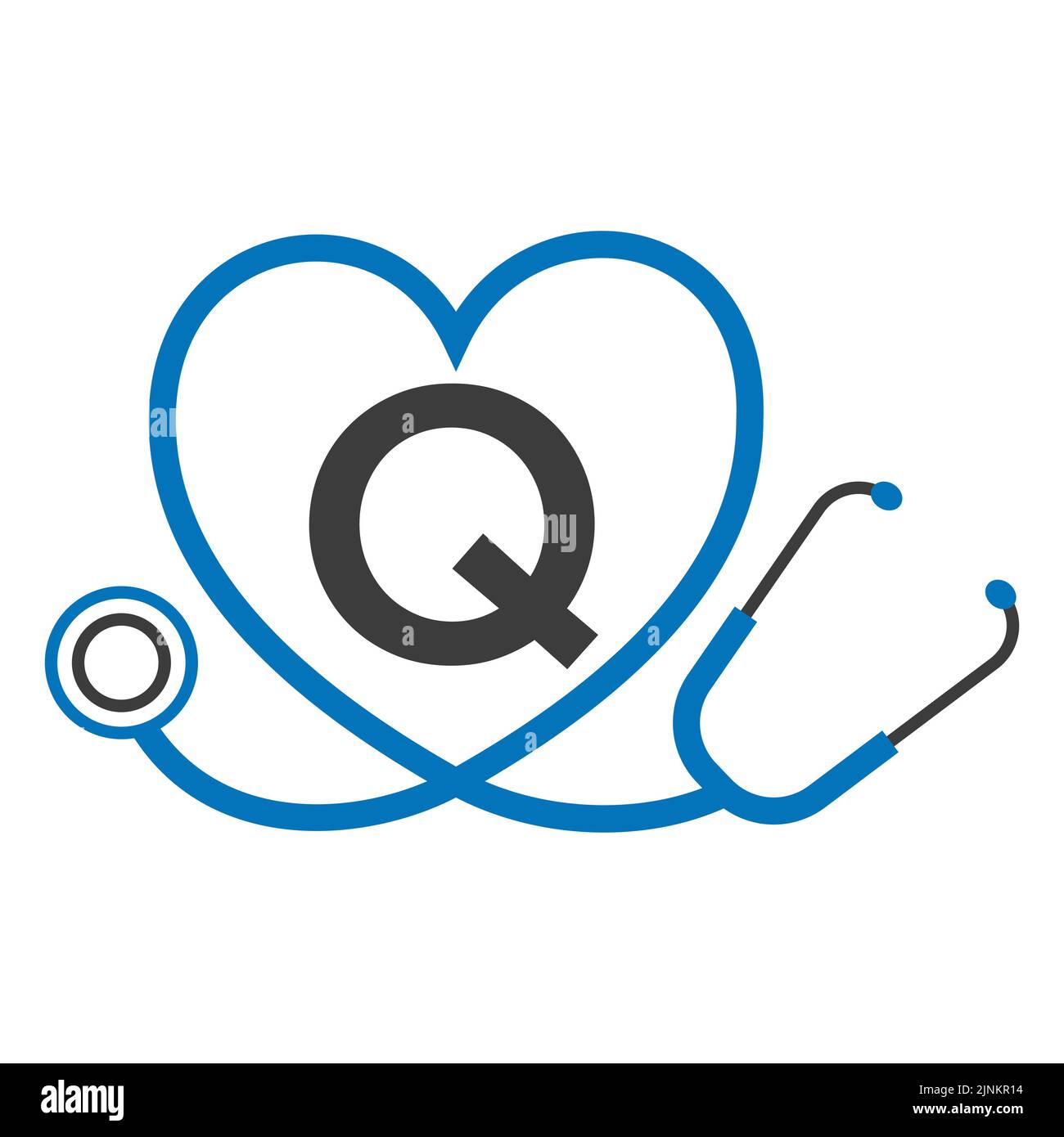 Plantilla de logotipo médico en letra Q. Logotipo de los médicos con