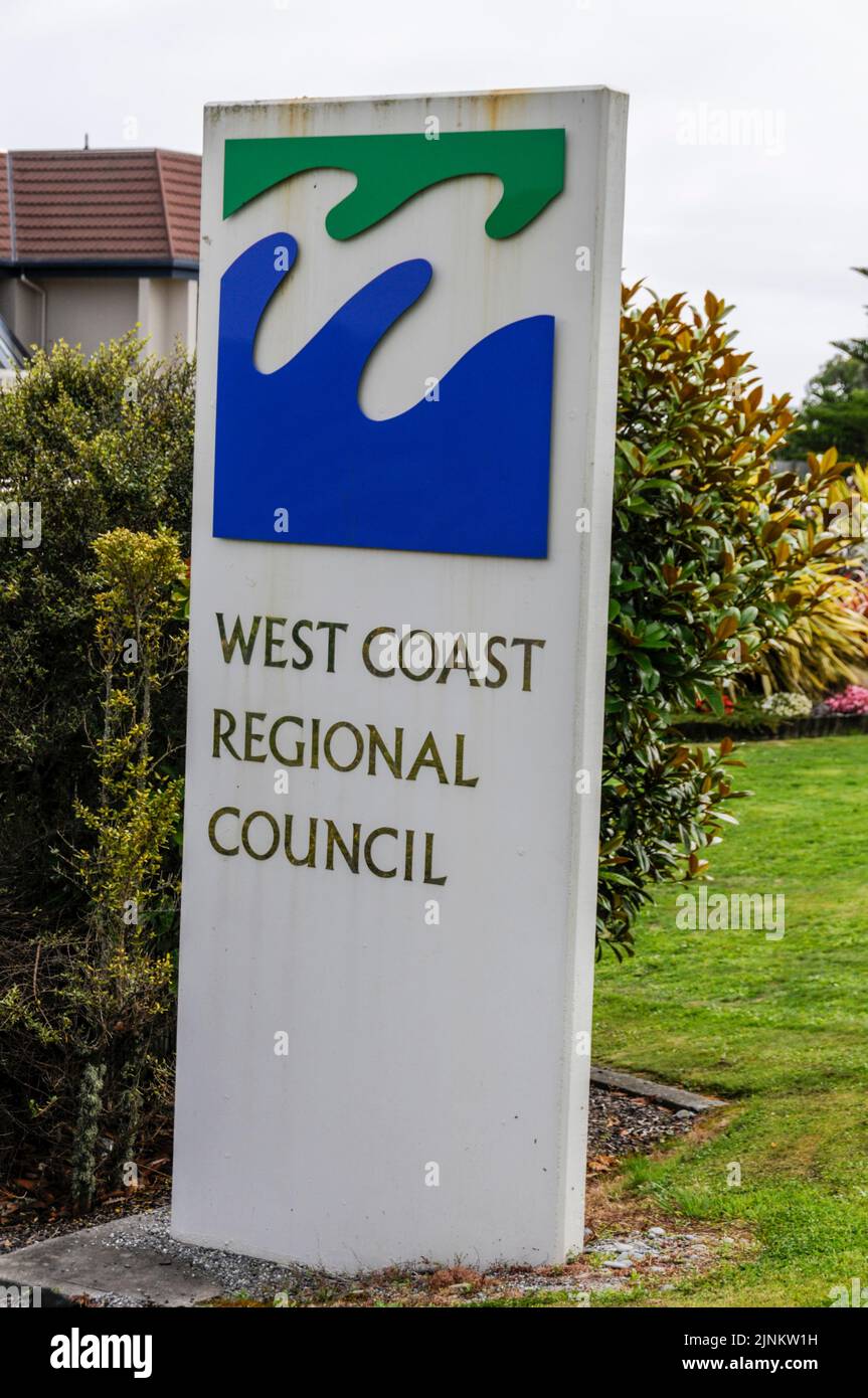 Consejo Regional de la Costa Oeste en Greymouth sobre la Isla del Sur en Nueva Zelanda Foto de stock