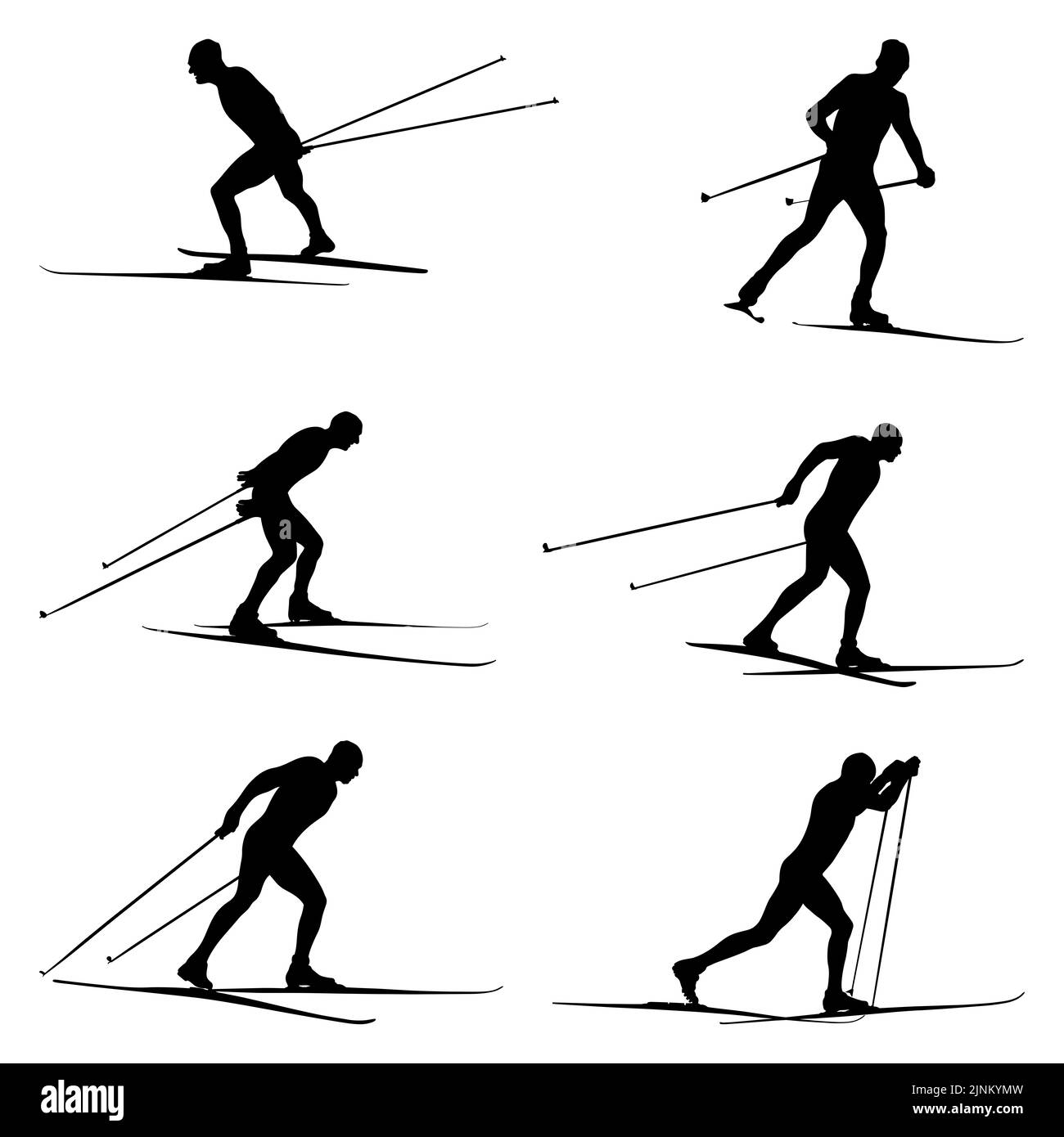 set black silueta atleta esquiador vector Foto de stock