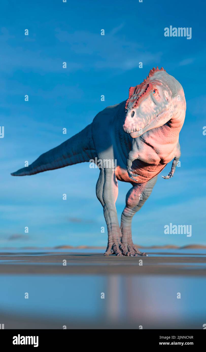 Obra del dinosaurio Meraxes gigas, de la Patagonia. Maraxes era un gran depredador terópodos, perteneciente a la familia de carnívoros llamado Carcharodon Foto de stock