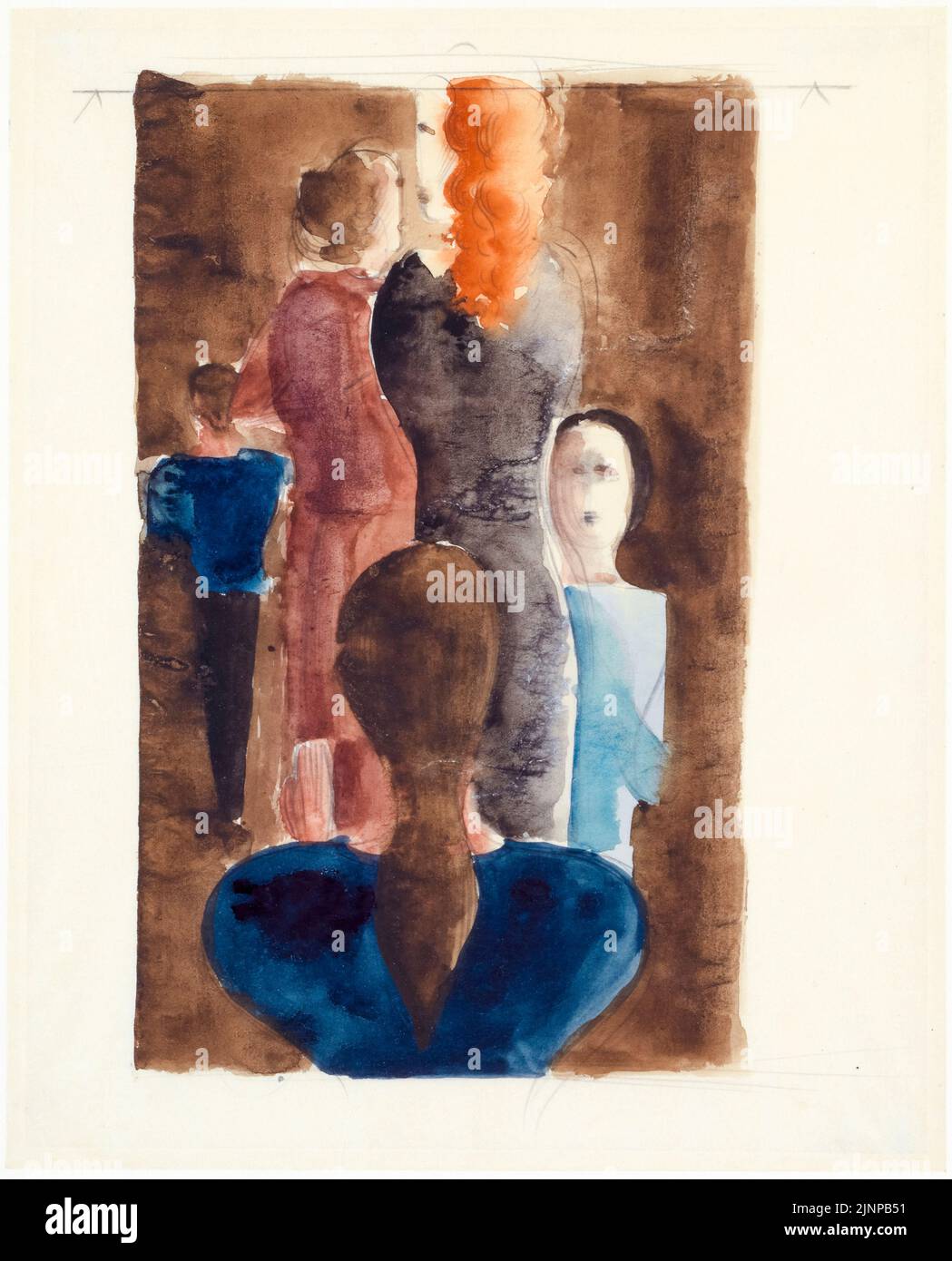 Oskar Schlemmer, estudio de cuatro colores, para, Women on Stairway, pintura, 1925 Foto de stock