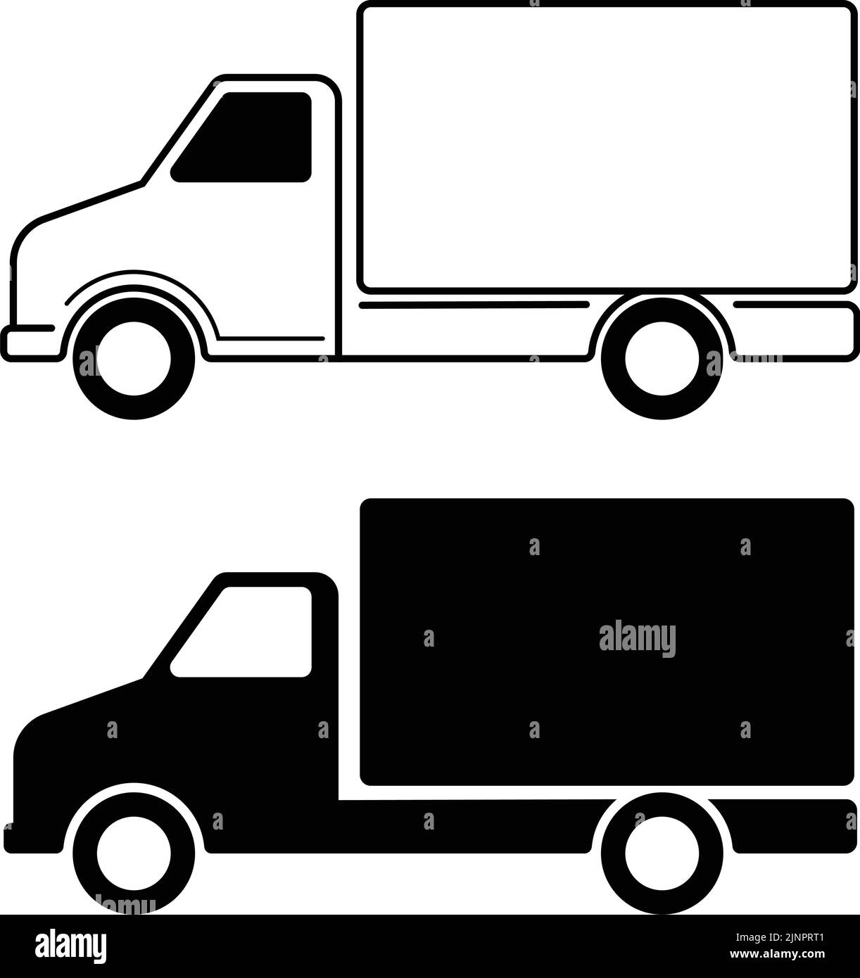camiones de entrega iconos planos simples - ilustraciones vectoriales Ilustración del Vector