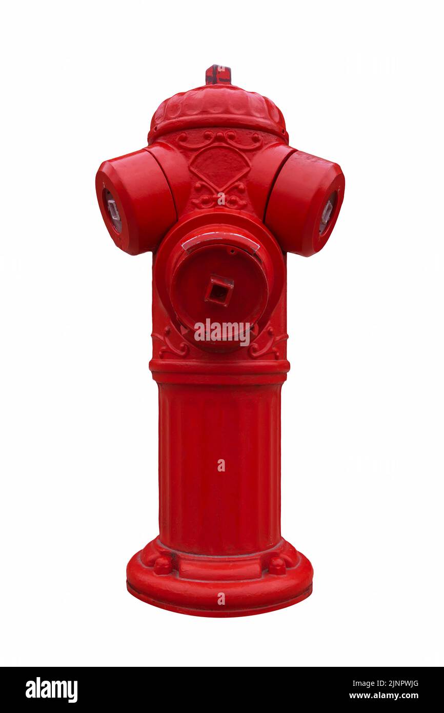 Hidrante rojo aislado sobre fondo blanco. Foto de stock