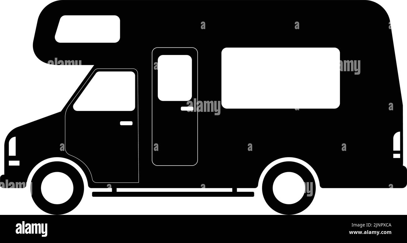 camper, camping van - icono plano simple - arte vectorial Ilustración del Vector