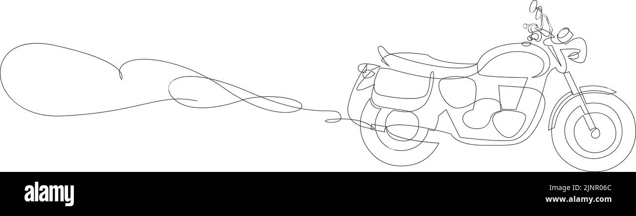 Un dibujo de la línea de la motocicleta del chopper de la cosecha. Gráfico de líneas continuas del concepto retro de transporte en moto. Ilustración vectorial Ilustración del Vector