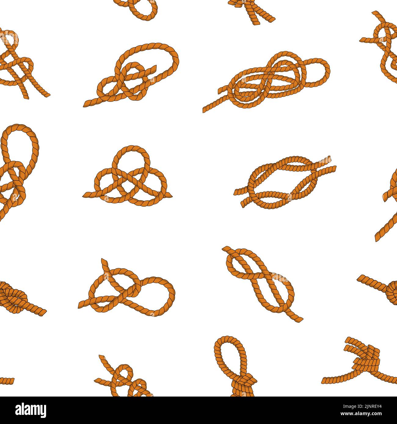 Patrón de cuerda de nudo. Impresión sin costuras de diferentes tipos de cuerdas para el senderismo y los viajes por mar. Textura vectorial Ilustración del Vector