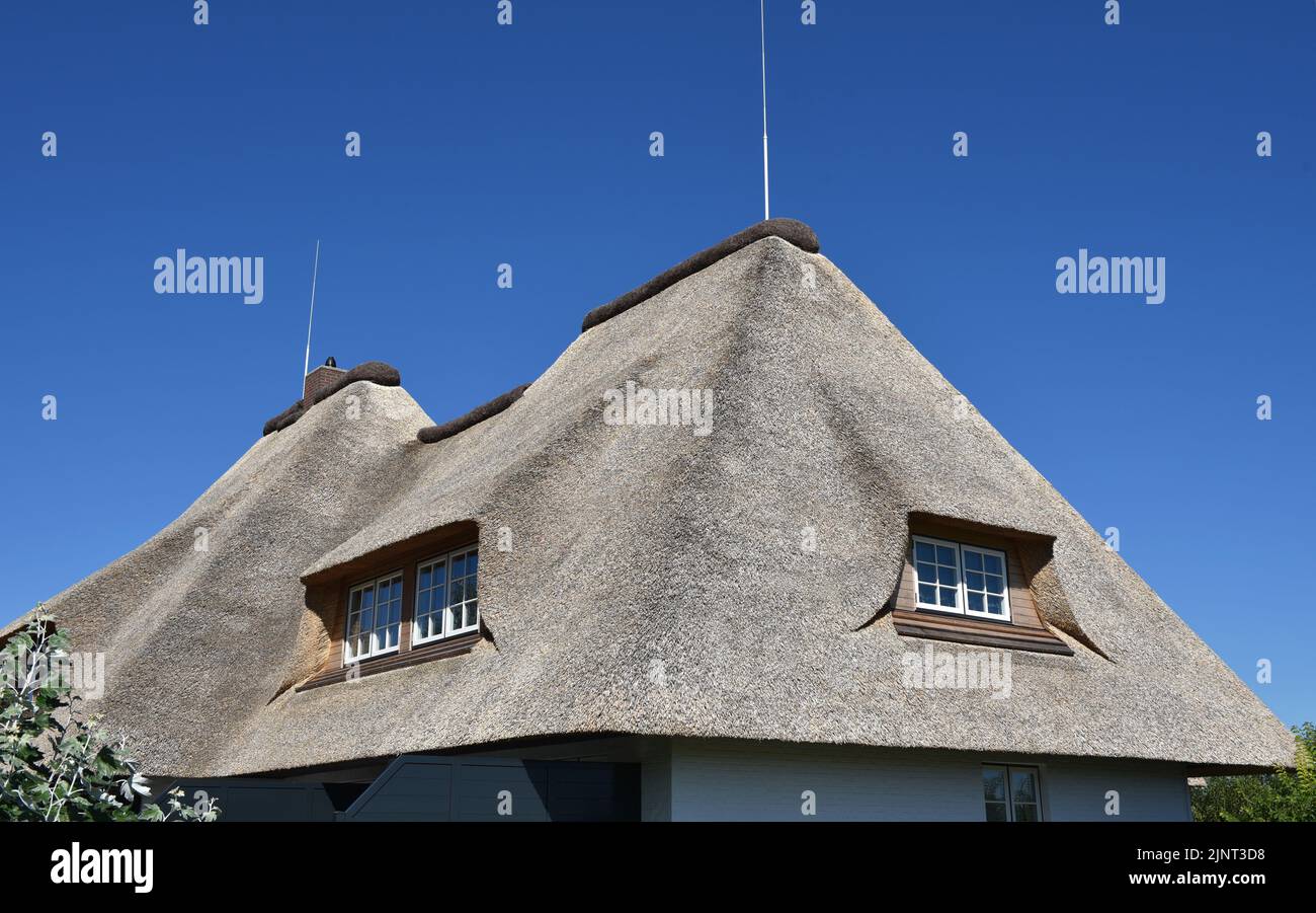 Casa con techo de paja Foto de stock