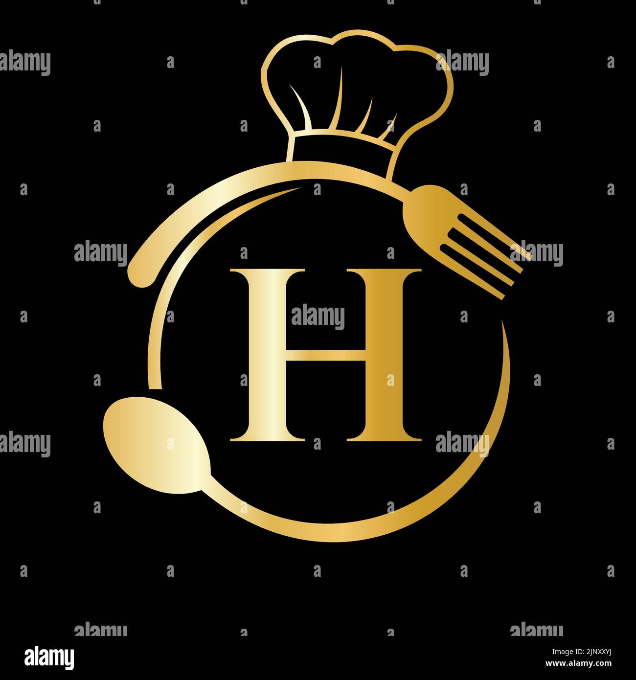 Logotipo del restaurante en concepto de la letra H. Logotipo de la