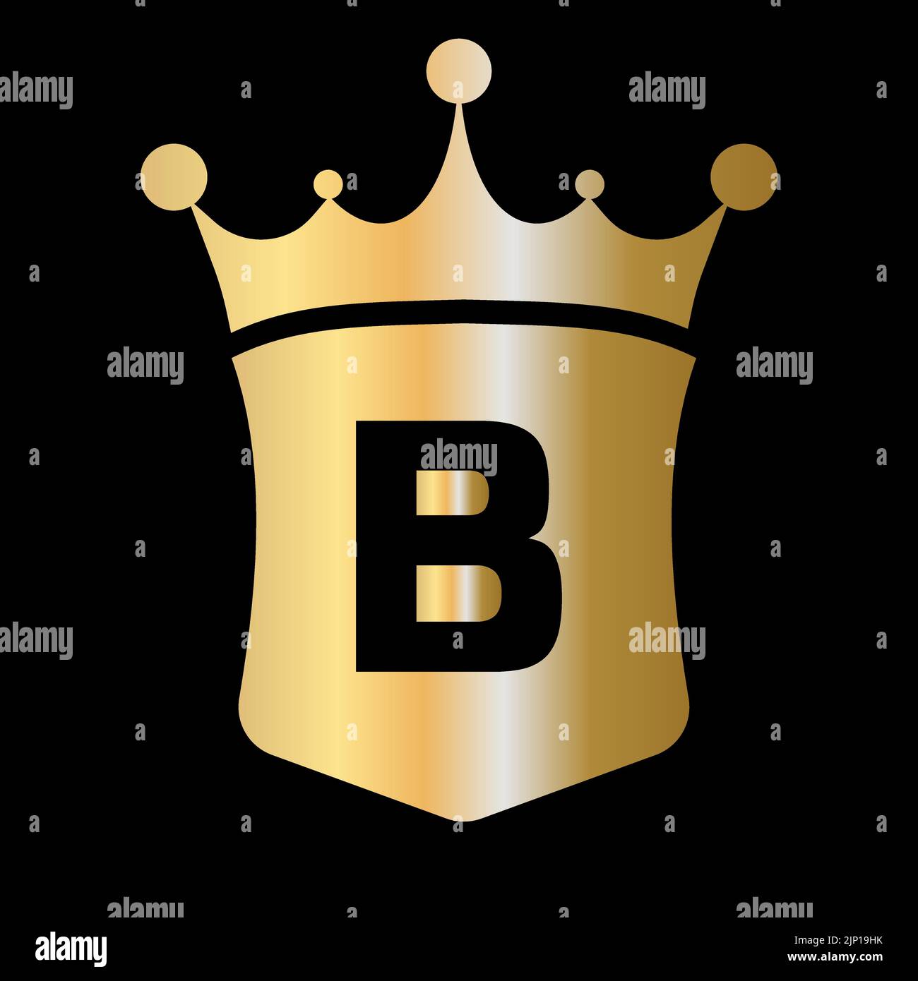 Plantilla vectorial con logotipo de corona y escudo con letra B y símbolo de concepto de lujo Ilustración del Vector