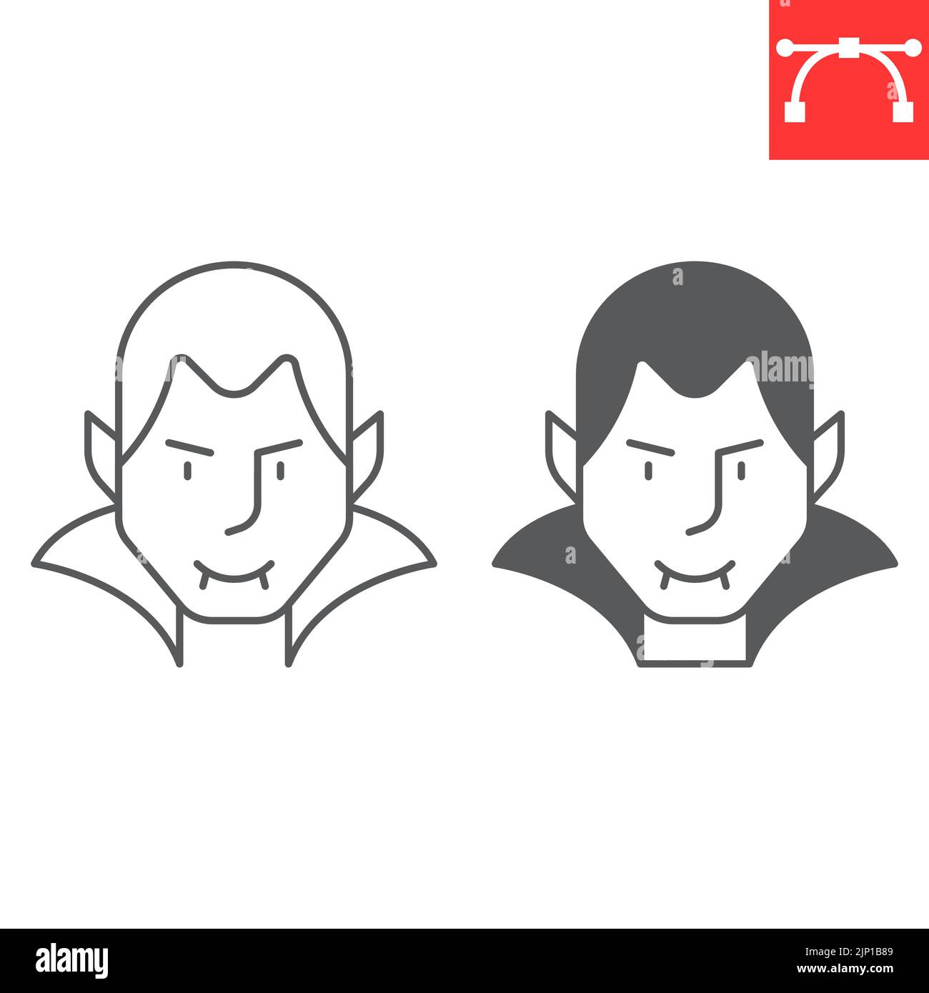 Icono de línea y glifo de Dracula, halloween y monstruo, icono de