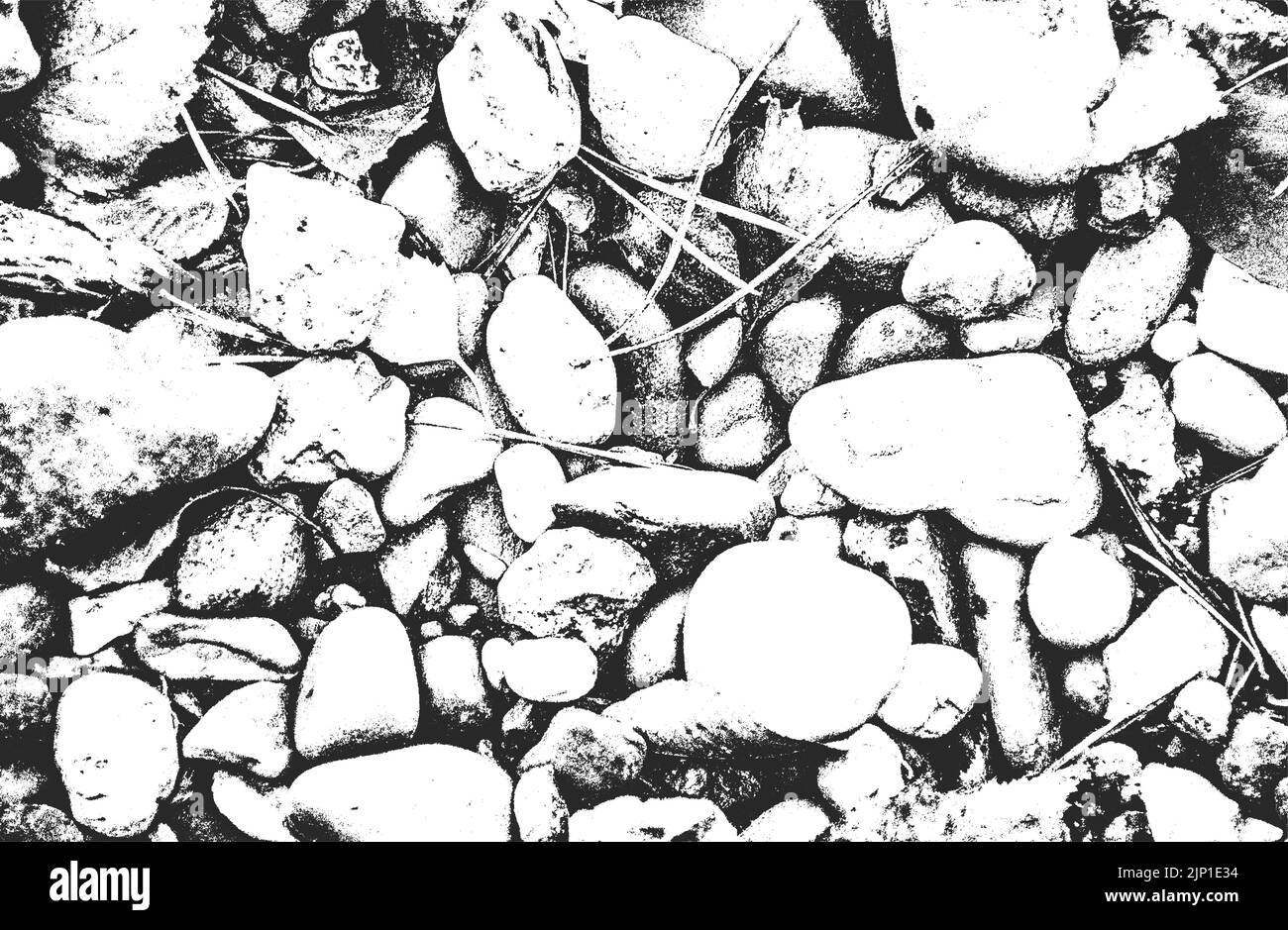 Textura de superposición de piedras, rocas, guijarros, macadam. Fondo grunge. Ilustración vectorial de semitonos abstracta Ilustración del Vector