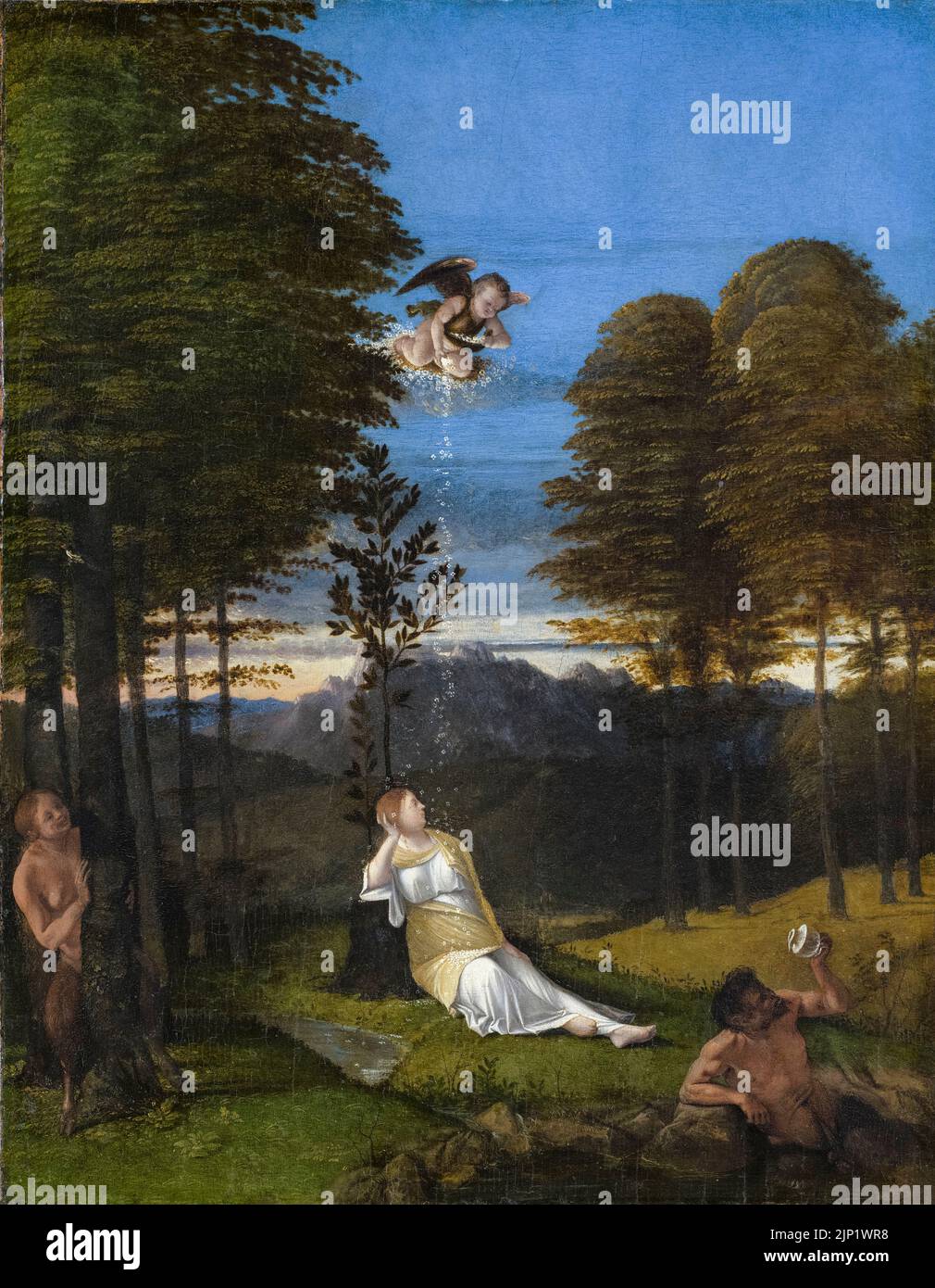 Pintura de Lorenzo Lotto, Alegoría de la castidad, óleo sobre panel, alrededor de 1505 Foto de stock