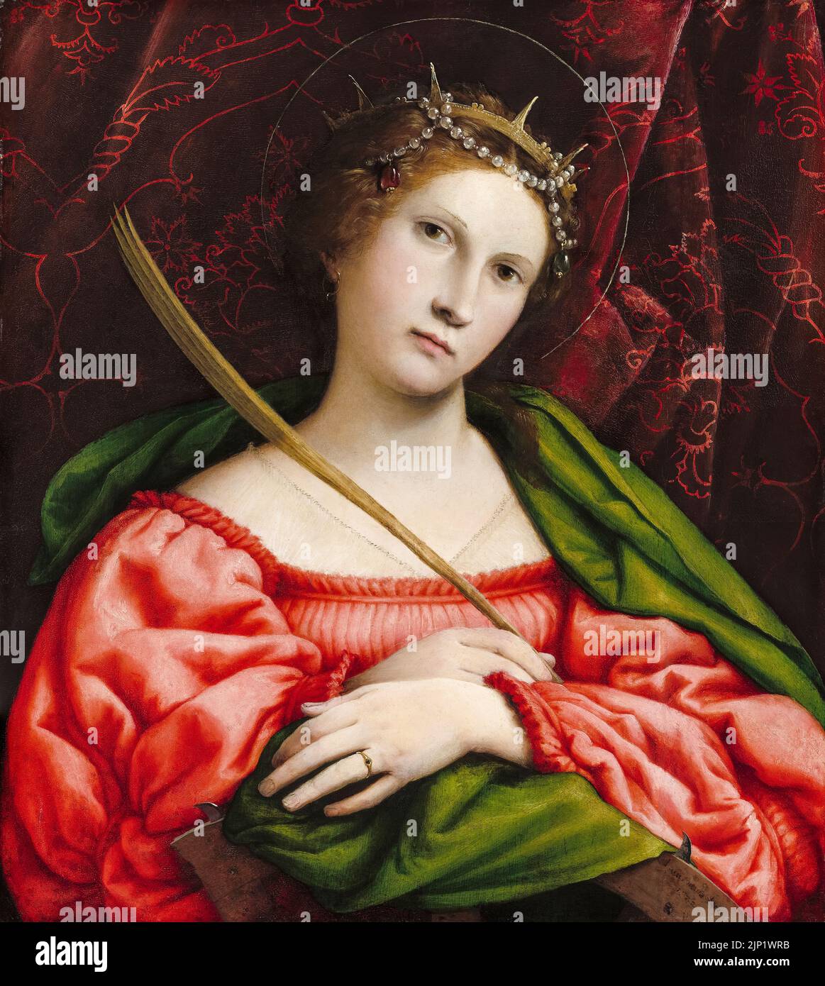Santa Catalina, pintura al óleo sobre panel por Lorenzo Lotto, 1522 Foto de stock