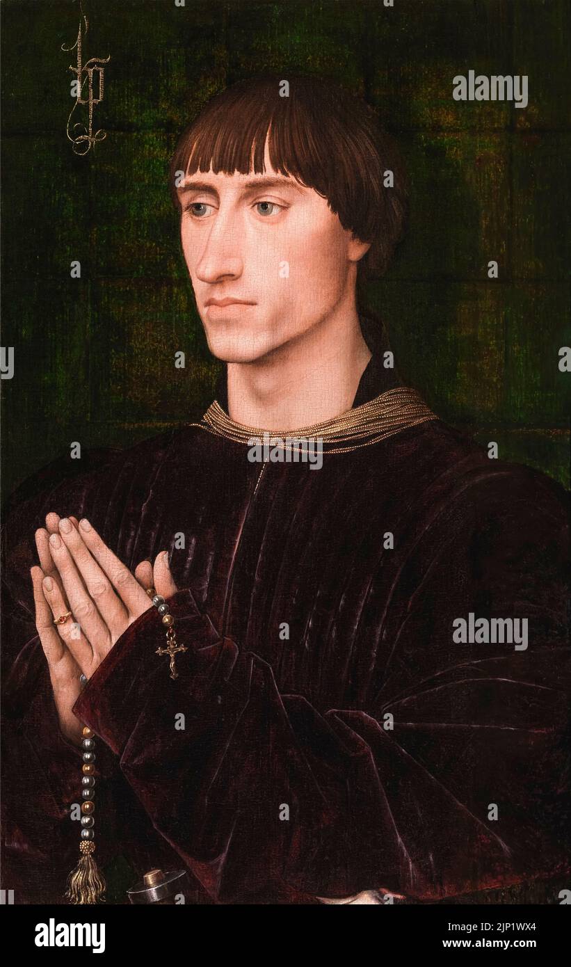 Philippe de Croy, retrato al óleo sobre panel de Rogier van der Weyden, 1460 Foto de stock