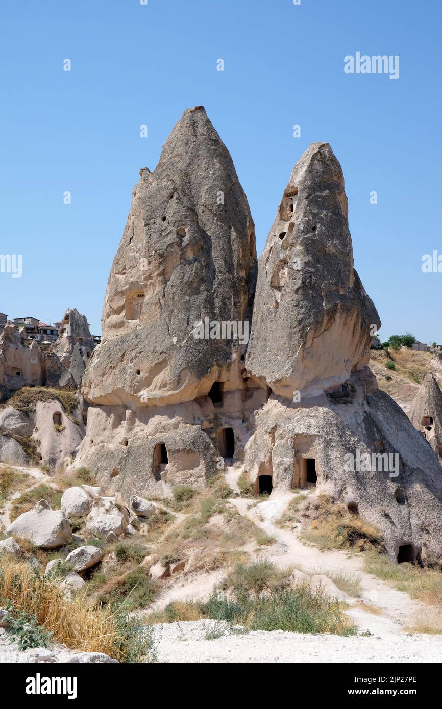 Apartamento de piedra Tuff en (Uçhisar) Uchisar Capadocia Anatolia Turquía Foto de stock