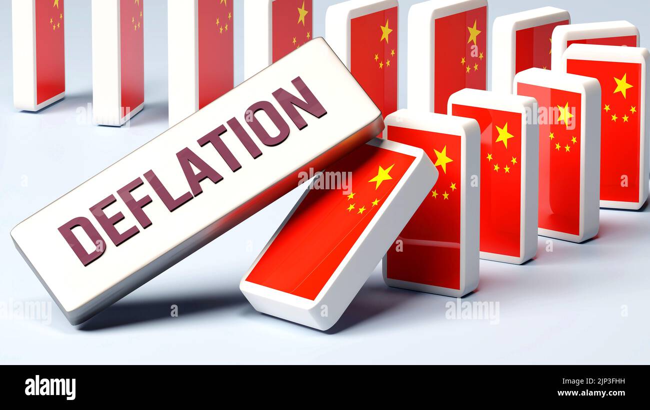 China y la deflación, causando un problema nacional y una economía en  caída. La deflación como fuerza motriz del posible declive de China.,3D  Ilustración Fotografía de stock - Alamy