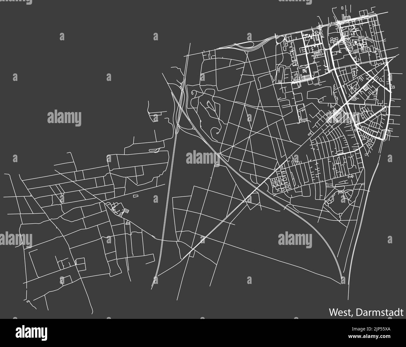 Mapa de calles del DISTRITO DE DARMSTADTWEST, DARMSTADT Imagen Vector de stock Alamy