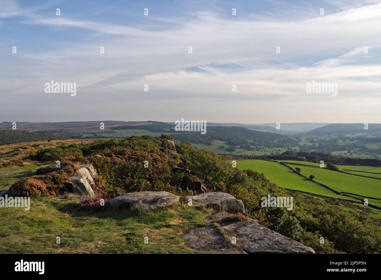 Borde de Baslow, Derbyshire, Inglaterra Reino Unido, paisaje del distrito de Peak, campiña inglesa Foto de stock