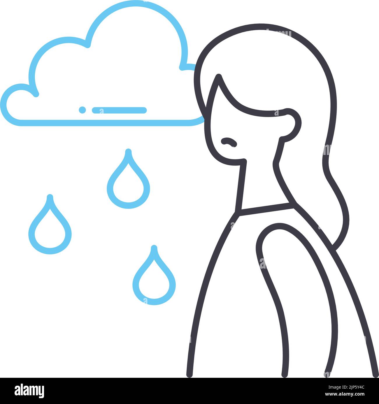 icono de línea de estado de ánimo de depresión, símbolo de contorno