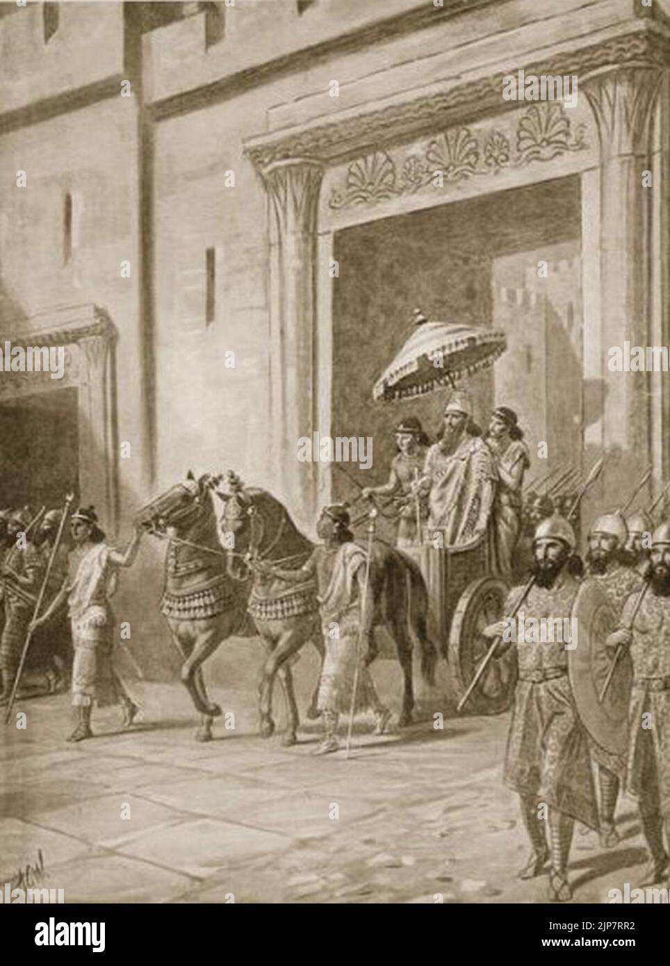 El reconocimiento de Esaradón como Rey en Nínive, ilustración de 'La Historia de las Naciones de