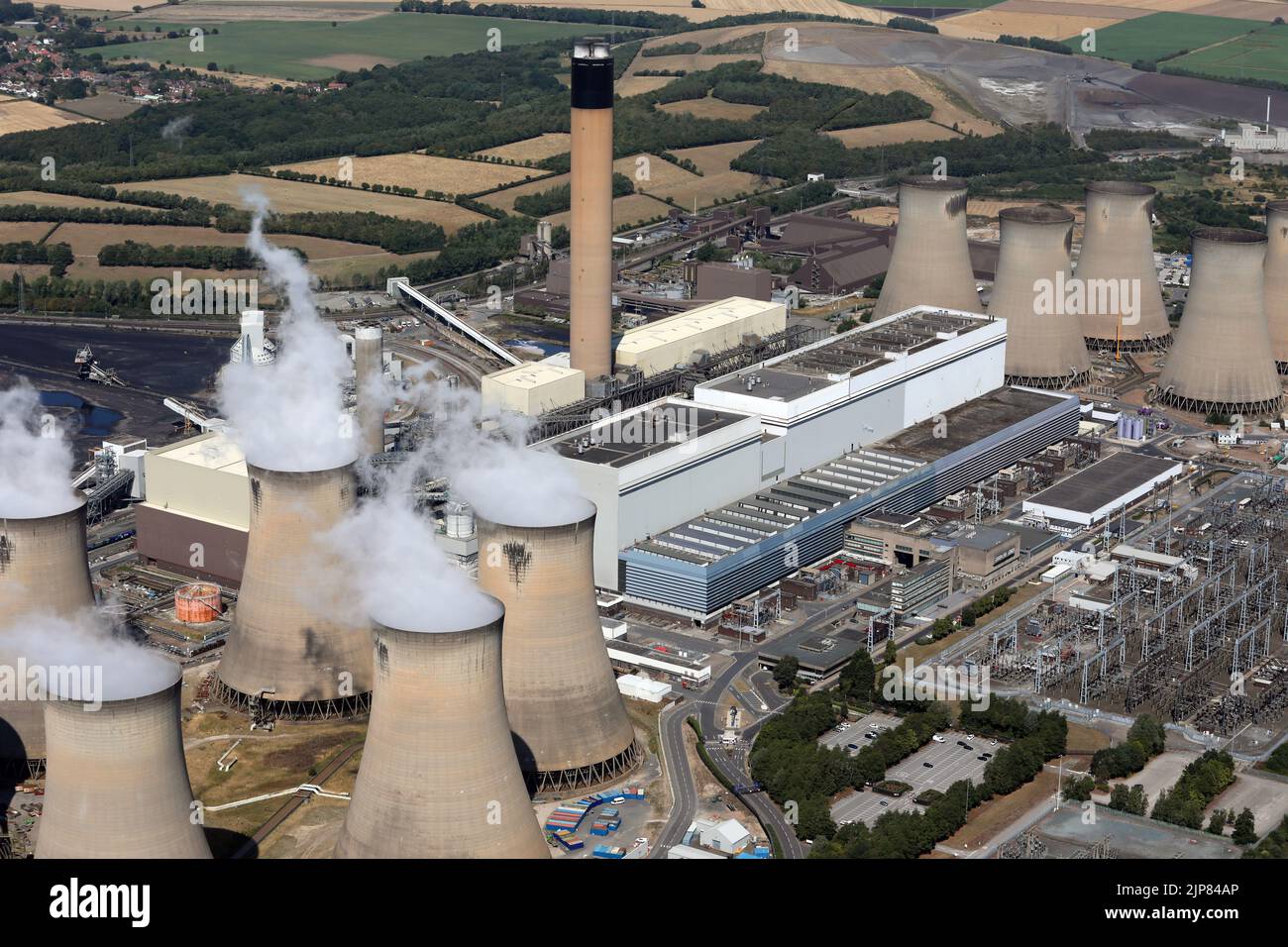 Vista aérea de la central eléctrica de Drax tomada el 2022 de agosto, Reino Unido Foto de stock