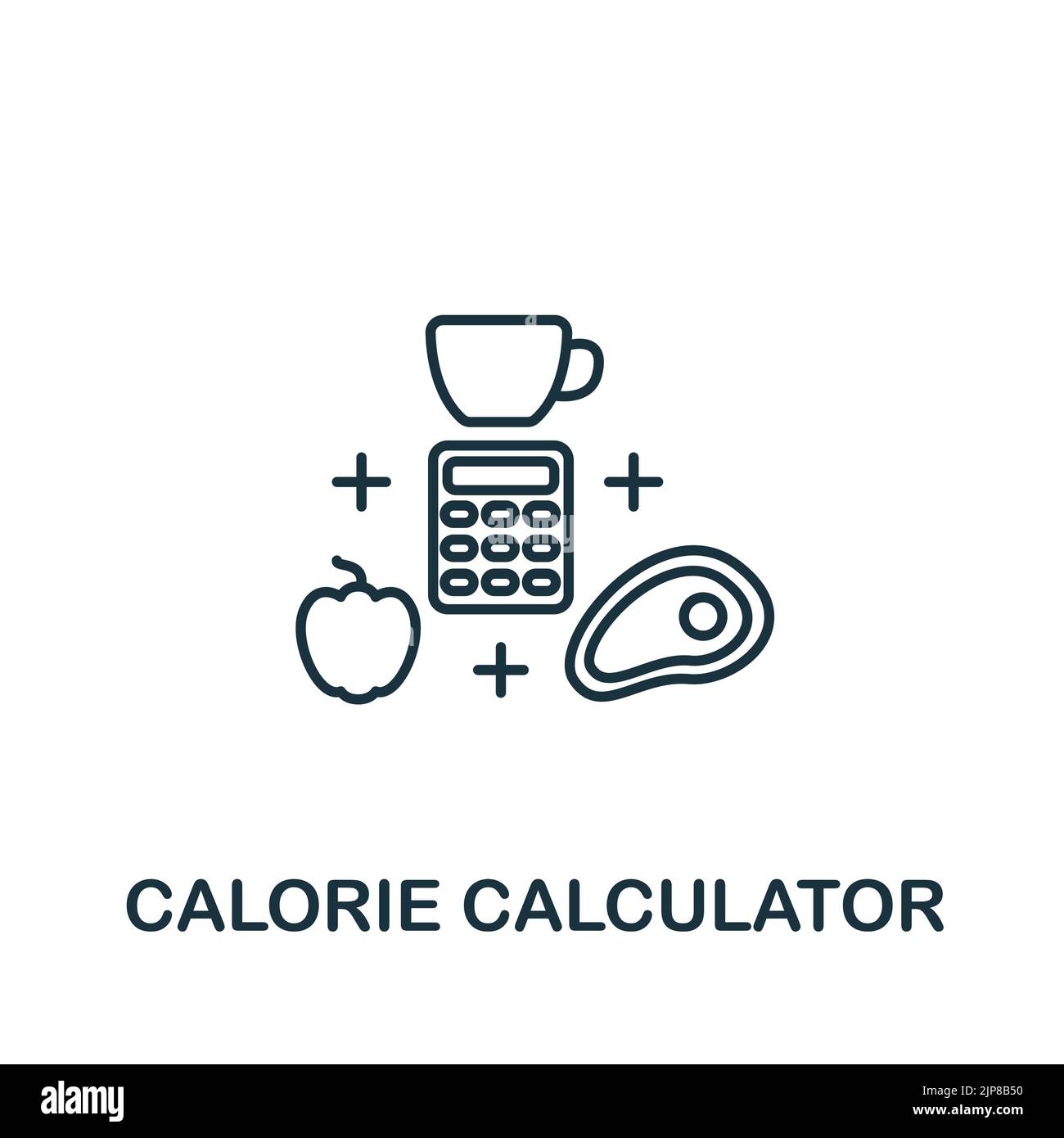 Icono Calculadora de calorías. Line Simple Healthy Lifestyle Icono para