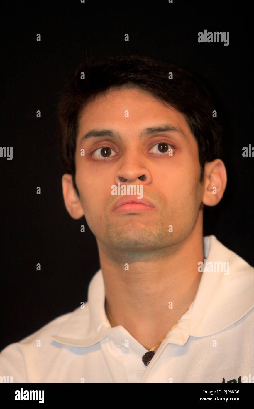 El jugador de bádminton P Kashyap en el lanzamiento de la Liga India de Bádminton en Mumbai, India el 19 de noviembre de 2012 Foto de stock