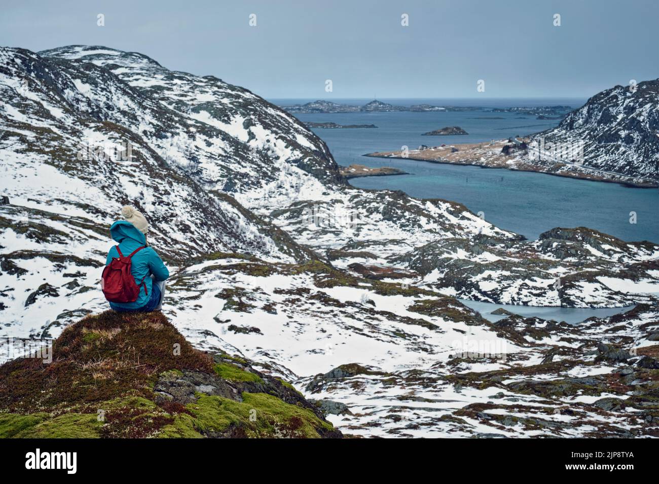 ver, noruega, fiordo, vistas, carreteras del norte, fiordos Foto de stock